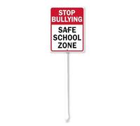 Geroclonup Yard Sign Stop Bullying Safe School Zone Sign with Stake -20x30cm Rustproof Aluminum Sign Outdoor Aluminum Sign for Lawn Garden, Easy to Install, Outdoor Use