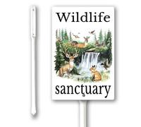 Geroclonup Yard Sign Wildlife Sanctuary Yard Signs With Stake Sturdy 20x30cm Rustproof Aluminum Easter Sign Privacy for Lawn Garden Decor, Easy to Install, Outdoor Use