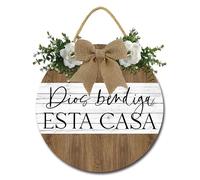Geroclonupo Spanish Bible Verses Wall Decor Christian Spanish Wood Sign Dios Bendiga Este Hogar Sign Religious Wall Decor Bible Verses Art for Home Farmhouse Kitchen 28cm