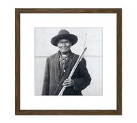 Geronimo Apache Chief Native American Photo 8X8 Inch Square Wooden Framed Wall Art Print Picture with Mount Artery8 Brown One Size