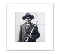 Geronimo Apache Chief Native American Photo 8X8 Inch Square Wooden Framed Wall Art Print Picture with Mount Artery8 White One Size