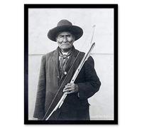 Geronimo Apache Chief Native American Vintage BW Photo Art Print Framed Poster Wall Decor 12x16 inch