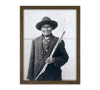 Geronimo Apache Chief Native American Vintage BW Photo Large Framed Art Print Poster Wall Decor 18x24 in