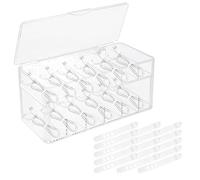 Geroosaty Double Layered Cable Storage Box with Cover, 12 Grid Cable Sorting Box, Large Data Cable Storage Box, Charging Plug, Transparent Cable Management Box with 15 Zip Ties
