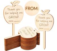 Gerrii 20 Pcs Thank You for Helping Me Grow Succulent Tags Teacher Appreciation Gifts Plant Stakes Labels Gift for Mother's Day Baby Shower Party Favors Gifts Plant Markers (Apple Style)
