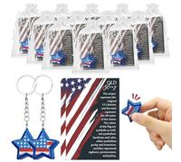 Gerrii 24 Sets 3D Fidget Keychains with Inspirational Cards Bulk 3D Press Stress Relief Sensory Keychain Gifts Employee Appreciation Positive Gifts for Coworkers Teacher (Red Blue White,American Flag)