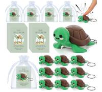 Gerrii 24 Sets 3D Fidget Keychains with Inspirational Cards Bulk 3D Press Stress Relief Sensory Keychain Gifts Employee Appreciation Positive Gifts for Coworkers Teacher (Green,Turtle)