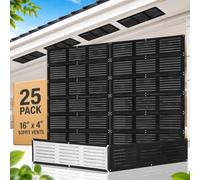 Gerrii 25 Pack Vent Covers for Air 16x4 Inch Aluminum,Black | Under Eave Vent Louvered Grill, Ventilation Register with Mesh Screen, Attic Soffit Wall Ceiling, Indoor Outdoor