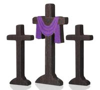 Gerrii 3 Pack Easter Wooden Cross Tabletop Decor He is Risen Religious Table Centerpiece Christian Gifts Wood Freestanding Mantel Shelf Display for Home Easter Rustic Farmhouse Spring Decor