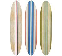 Gerrii 3 Pieces Large Surfboard Wall Decor 23.6" x 5.4" Wood Surf Boards for Decorating Beach Hangings Signs Tropical Wall Art Hawaiian Summer Sign Tiki Bar Decor for Bedroom Room(Stripe)