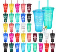 Gerrii 36 Pcs Appreciation Tumbler Bulk for Employee Coworker Thank You 24oz Glitter Plastic Cups with Lids and Straws Reusable Iced Coffee Travel Mug Inspirational Gifts for Birthday (Mixed Colors)