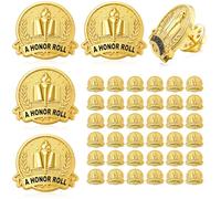 Gerrii 50 Pcs a Honor Roll Lapel Pins Bulk Academic Achievement Awards Recognition Appreciation Prizes Incentive Gifts for Student Employee Tournaments Competition Graduation Teacher Supply