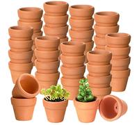 Gerrii 50 Pcs Mini 1. 2 Inch Terracotta Pots Bulk Small Clay Tiny Miniature Cactus Flower Succulent Plant Nursery Pots with Drainage Holes for Craft Indoor Outdoor Plants(Terracotta)