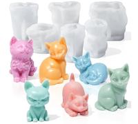 Gerrii 6 Pcs Cat Silicone Molds Mini 3D Cat Animal Resin Candle Soap Molds for Home Ornament Mold Cute Kitten Candle Mold for Soap Soy Wax DIY Handcraft Gift Wedding Party Car Decoration