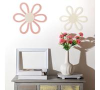 Gerrii Boho Daisy Flower Woven Macrame Wall Hanging Decor for Girl's Nursery (Pink, White, 2 Pcs)