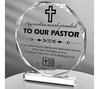 Gerrii Pastor Appreciation Gift Thank You Gifts Engraved Gratitude Saying Acrylic Cross Sign Plaque Christian Favors for Men Religious Church Retirement Keepsake(Octagon)