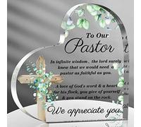 Gerrii Pastor Appreciation Gifts for Men Pastor Acrylic Heart Plaque Decor Thank You Gift for Pastor Women Preacher Birthday Gift Acrylic Retirement Keepsake for Religious Christian(Leaf)