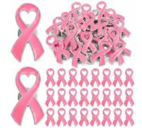 Gerrii Pink Ribbon Brooch Breast Cancer Awareness Pin Alloy Steel Enamel Lapel Pin with Butterfly Clasp, Small 0.78" x 1.37" Brooch for Survivors Charities Fundraising Events Gifts, 0.78 x 1.37 inches