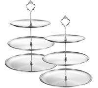 Gerrii Set of 2 Cupcake Display Stands 3 Tier Serving Tray Platters Stainless Steel Cup Cake Tower for Birthday Party Wedding Dessert Cookie Candy(Silver)