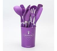 Gerrit 12 PCS Silicone Kitchen Utensils Set - Non-Stick Heat Resistant Cooking silicagel Utensils Set - Spoons Turners Spatula Ladle Set - Kitchen Tools Gadgets Accessories (Purple)