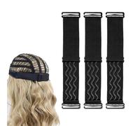 GERRIT 3 Pcs Adjustable Elastic Bands for Wigs, Nonslip Wig Straps, Removable Black Elastic Straps, Making Sewing Wig Cap Wig Accessories, Wavy Hair, Unit Count: 3 Count, Color: Black
