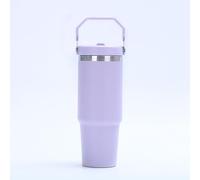 Gerrit 30 oz Stainless Steel Tumbler with Flip Straw & Handle, Insulated Double Walled Water Bottle for Home, Office, Car, Leak Proof, Reusable Cup 2-in-1 Straw & Sip Lid Women Men (Purple)