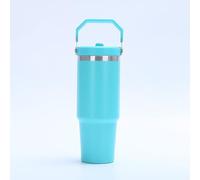 Gerrit 30 oz Stainless Steel Tumbler with Flip Straw & Handle, Insulated Double Walled Water Bottle for Home, Office, Car, Leak Proof, Reusable Cup 2-in-1 Straw & Sip Lid Women Men (Sky Blue)