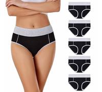 Gerrit 5 Pack Women's Underwear High Waisted Cotton Briefs Stretch Panties Soft Full Coverage Underpants (C,4XL)