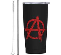 GeRRiT Anarchy Distressed Symbol Car Cup Coffee Travel Mug Stainless Steel Straw Travel Tumbler Vacuum Insulated Keep Cold