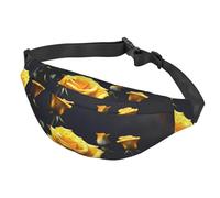 GerRiT Beautiful Yellow Roses Crossbody Waist Bag Multifunctional Large Waist Bag For Men And Women Outdoor Sports Travel Fashionable And Portable, Black