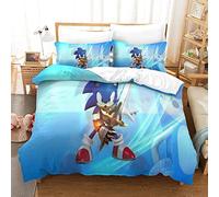 Gerrit Bedding King Bed Set Sonic Vs Mario Printed King Size Bedding Sets Super Soft Microfiber Duvet Covers with Zipper with Pillowcases Hypoallergenic for Kids Teenagers Adult Aged Bedding