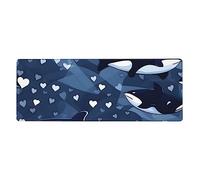 GeRRiT Blue Killer Whale Mouse Pad 12x31.5 in Long Computer Mouse Mat Mousepad with Non-Slip Base for Gaming and Office, Black