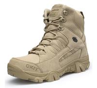 GeRRiT Breathable Work Boots for Men, Military Tactical Desert Boots for Men, Slip Resistant Hiking Boots Men, Combat Outdoors Side Zipper Boots (Color : Beige, Size : 6 UK)