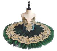 GeRRiT Children's Ballet Professional Tutus Kids Adult Swan Lake Pancake Tutu Women Girl Ballerina Costumes Dance Tutu Ballet,Green,130