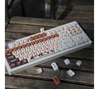 GeRRiT Chocolate Coffee Mechanical Keyboard Keycaps 136 Keys Cute Rounded Cartoon PBT Thermal Sublimation MOA Height 87/98