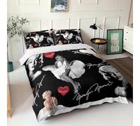 GeRRiT Duvet Cover and Pillowcase,Microfibre Bed Linen Set-3D Digital Print Three-Piece Bed Linen (Duvet Cover + Pillowcases) (Monroe, Double 200 * 200cm)