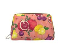 GeRRiT Exotic Fruits Print Leather Travel Cosmetic Organizer, Zipper Pouch, Multifunctional Storage Cosmetic Bag, Exotic Fruits, One Size