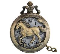 GeRRiT Eye-catching Vivid Horse HollowPocket Watch, Classic Bronze Pocket Watches for Male, Durable Alloy Case Pendant Watch for Female,Mens Pocket Watch with Chain