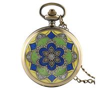 GeRRiT Fashion Green Antique Bronze Pocket Women Girl Friend Mother Gifts Clock Pendant Watch