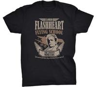 GeRRiT Flashheart Flying School Blackadder Inspired Funny T-Shirt Comedy Retro Black Size M