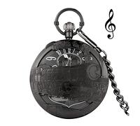 GeRRiT Hollow Hand Crank Music Quartz Pocket Watch Playing Music Fob Chain Watch Locomotive Art Collectibles