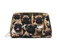 GeRRiT Imagen De Pug-Standard Print Leather Travel Cosmetic Organizer, Zipper Pouch, Multifunctional Storage Cosmetic Bag, Imagen De Pug-standard, One Size