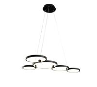 GerRiT LED Modern Pendant Light, Creative Circle 4/5lights Iron Art Dimmable Light Chandelier Black Lightingfixture, Dining Table, Bedroom, Living Room Pendant Lamp (Color : 5 lights)