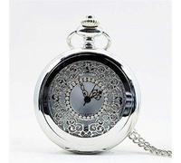 GeRRiT Mechanical Pocket Watch Fashion Vintage Silver Arabic Numerals Display Stainless Steel Quartz Pocket Watch for Men Women