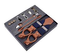 GerRit Mens Braces Adjustable Mens Braces Trousers Button End, Adjustable Y Shape Wide Business Wedding Casual (Color : Navy blue, Size : 3.5x125cm)