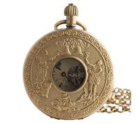 GeRRiT Men's Gold-Plated Stainless Steel Mechanical Hand Wind Railroad Style Pocket Watch