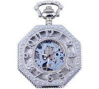 GeRRiT Mens Pocket Watch Diamond Clamshell Retro Mechanical Pocket Watch Hollow Memorial Pocket Watch Classic Smooth Face Mechanical