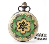GeRRiT Men's Stainless Steel Gun-Plated Mechanical Hand Wind Railroad Style Pocket Watch