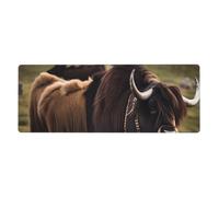 GerRiT Mighty Highland Yak Mouse Pad 12x31.5 in Long Computer Mouse Mat Mousepad with Non-Slip Base for Gaming and Office, Black