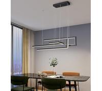 Gerrit Modern Rectangular Pendant Light,Dimmable Dining Table Hanging Lamp Modern Personalized Design with Remote Control Ceiling Chandelier Living Room Dining Room Office Lamp (Color : Black-100cm)